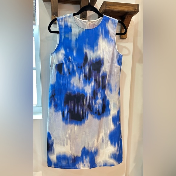 NWT Carolina Herrera Sleeveless Shift Dress Blue Abstract Size 4 - Picture 5 of 11